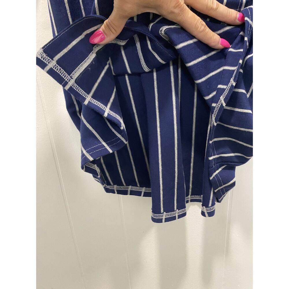 Vtg Lands’ End Blue White Striped Button Front Top W 14/16 Cotton Old Money Chic - Picture 7 of 7